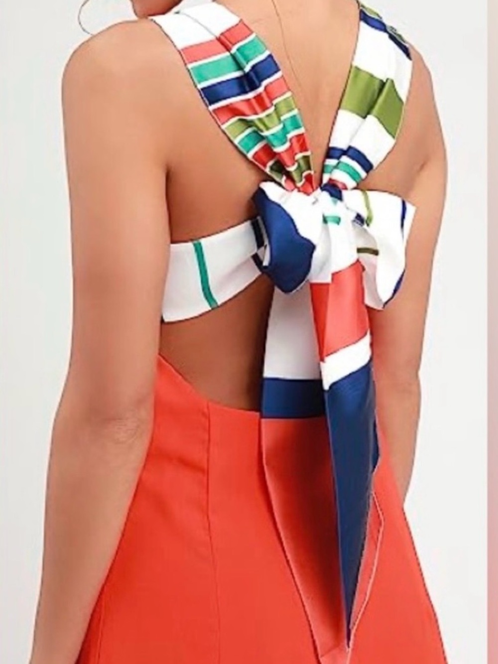 Striped Bow-Back Mini Dress